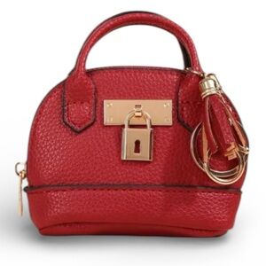 Mini Keychain Handbag with Tassel and Keychain Coin Purse Red